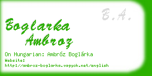 boglarka ambroz business card